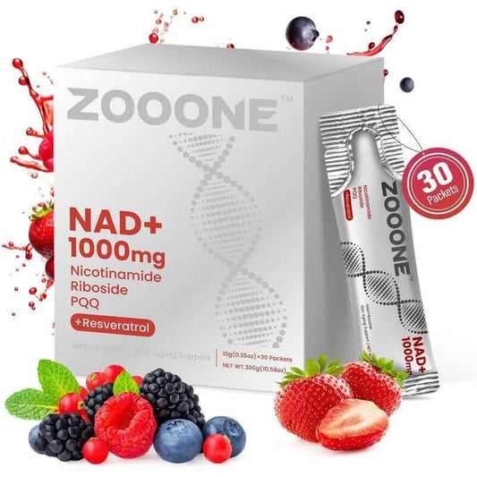 ZOOONE Liquid NAD+ – NR & Resveratrol for Energy & Anti-Aging– 30 Packets