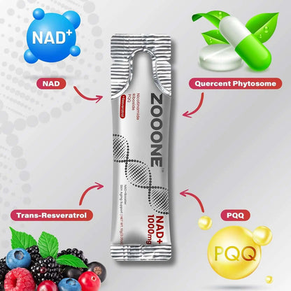 ZOOONE Liquid NAD+ – NR & Resveratrol for Energy & Anti-Aging– 30 Packets